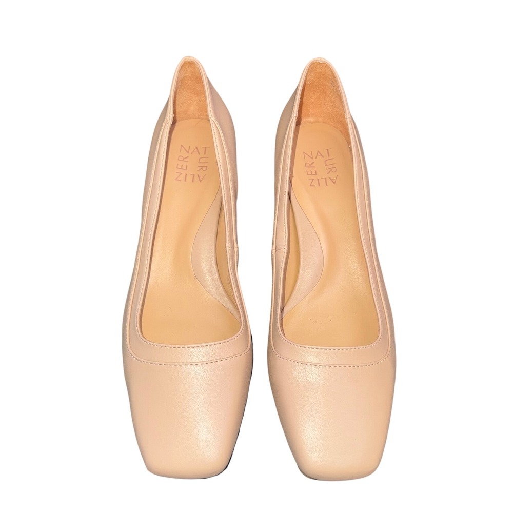 Naturalizer Beige Faux Leather Square Toe Block Heel Pumps Womens Size 9M